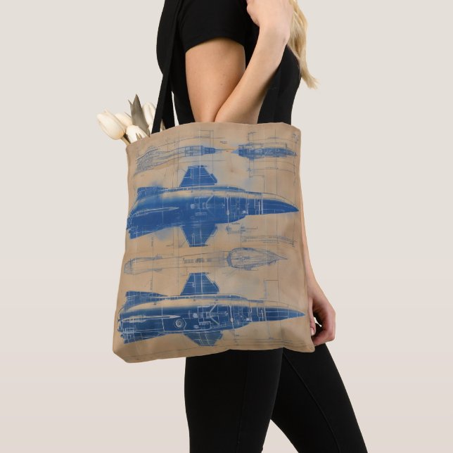 Tote Bag Modèle vintage de fusée (De près)
