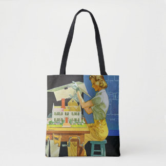 Tote Bag Modèles miniatures de Chambre d'architecte vintage