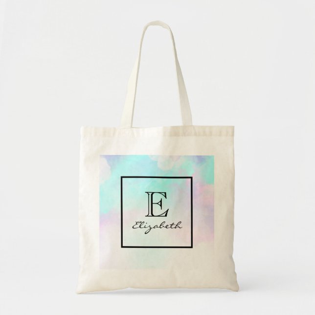 Tote Bag Modern Abstract Blue & Purple Watercolor (Devant)