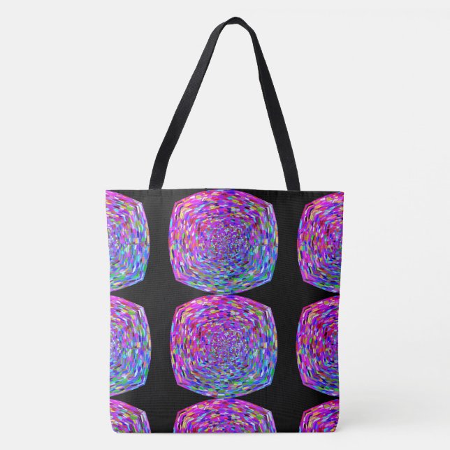Tote Bag MODERN abstract draw in-light-pink-black-blue (Devant)