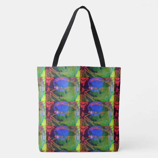 Tote Bag MODERN abstract draw in-light-yellow-green-blue (Devant)