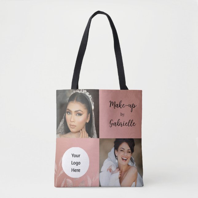 Tote Bag Modern Botanical Dusty Rose Boho Photo Script Logo (Devant)