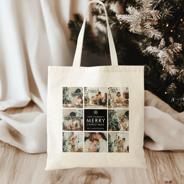 Tote Bag Modern Collage “Merry Christmas” Multi Photo  (Créateur téléchargé)