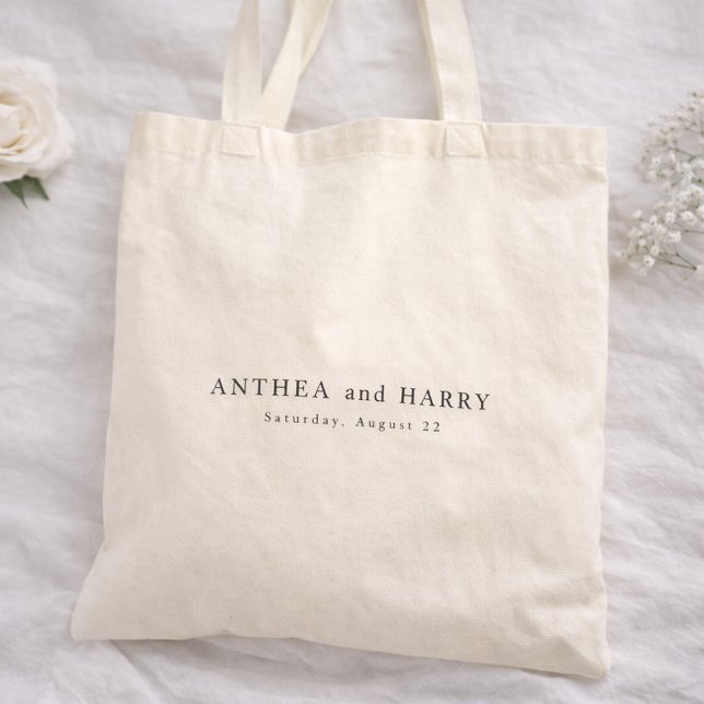 Tote Bag Modern Editorial Serif Wedding Welcome Favor (Créateur téléchargé)
