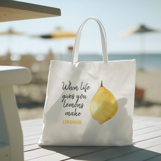 Tote Bag Modern Funny Lemon Yellow Quote (Créateur téléchargé)