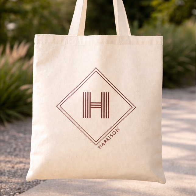 Tote Bag | Modern Geometric Monogram Initial (Créateur téléchargé)