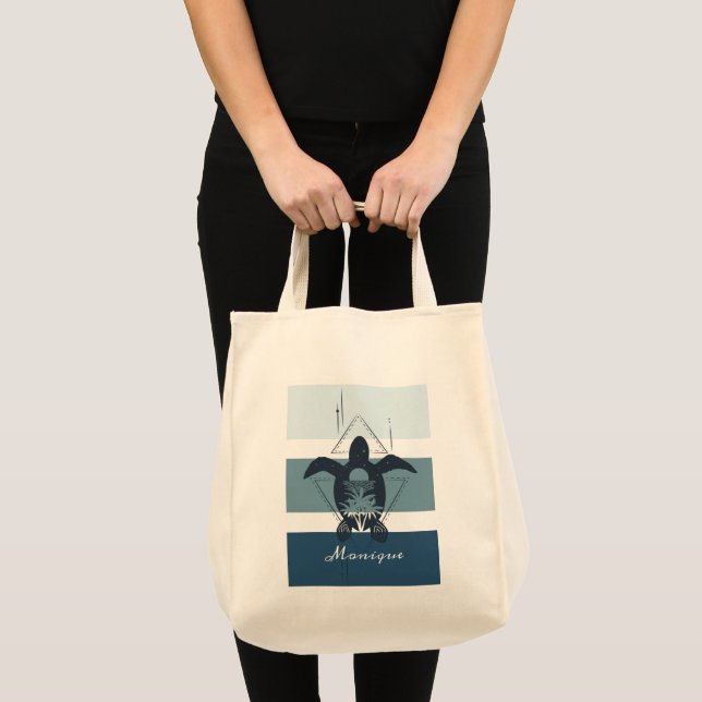 Tote Bag Modern Geometric Turtle Personalized  (Devant (produit))