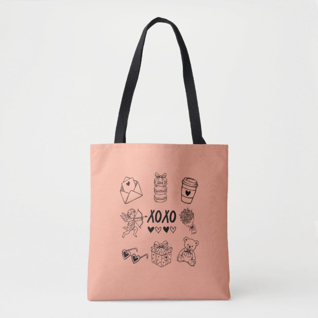 Tote Bag Modern Hand-Drawn Valentine Icons  (Devant)
