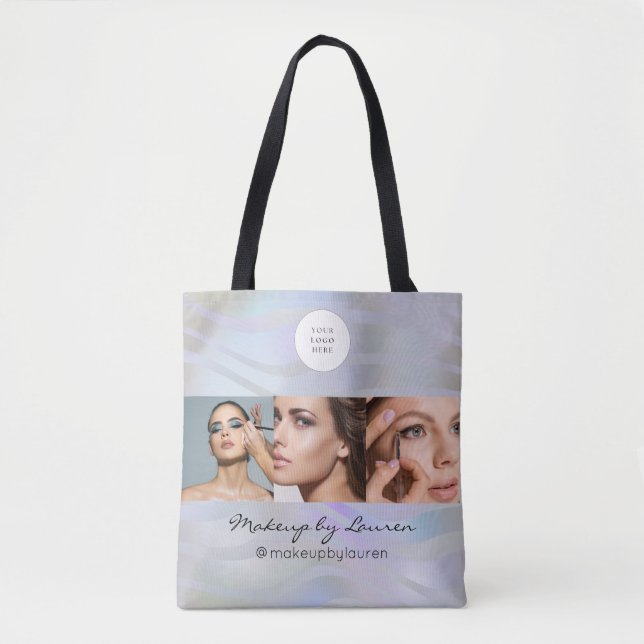 Tote Bag Modern Holographic Logo Photo Makeup Studio  (Devant)