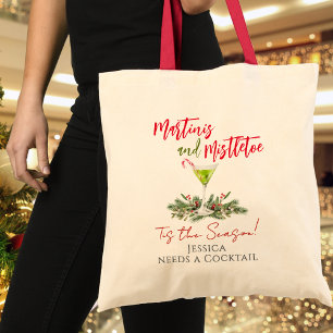 Tote Bag Modern Martinis et Mistletoe Fête de Fêtes