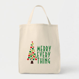 Tote Bag Modern Merry Everything  Holiday Tree 