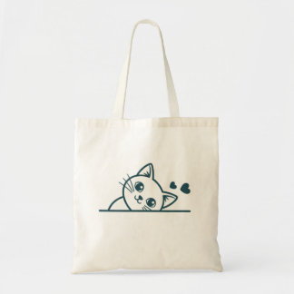 Tote Bag Modern Minimalist Peeking Cat Happiness Is Coming