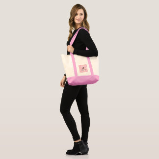 Tote Bag Modern Monogram Name Watercolor Pink Yellow Spots 