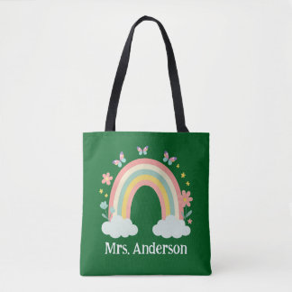 Tote Bag Modern Pastel Rainbow Personalized Teacher Gift