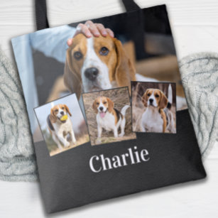 Tote Bag Modern Personalized 4 Pet Photo Name Dog Lover