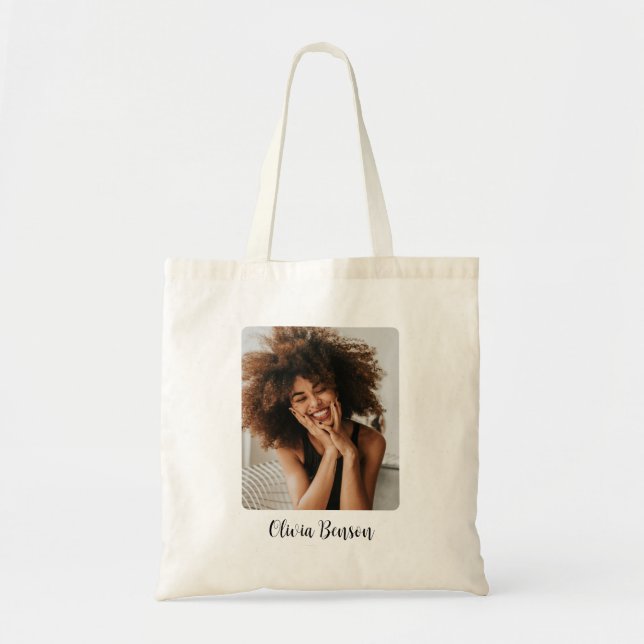 Tote Bag Modern Personalized Photo and Name Create your own (Devant)