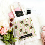 Tote Bag Modern  Pink And Green Avocado Pattern With Name<br><div class="desc">Modern  Pink And Green Avocado Pattern With Name</div>