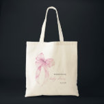 Tote Bag Modern Pink Coquette Bow Baby Shower<br><div class="desc">Celebrate the mom-to-be in style with this Modern Pink Coquette Bow Baby Shower Tote Bag. Featuring a chic pink bow design paired with elegant modern typography, this personalized tote adds a charming and feminine touch to any baby shower celebration. Perfect as a gift bag, favor bag, or keepsake for the...</div>