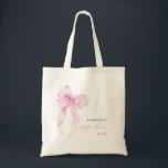Tote Bag Modern Pink Coquette Bow Baby Shower<br><div class="desc">Celebrate the mom-to-be in style with this Modern Pink Coquette Bow Baby Shower Tote Bag. Featuring a chic pink bow design paired with elegant modern typography, this personalized tote adds a charming and feminine touch to any baby shower celebration. Perfect as a gift bag, favor bag, or keepsake for the...</div>