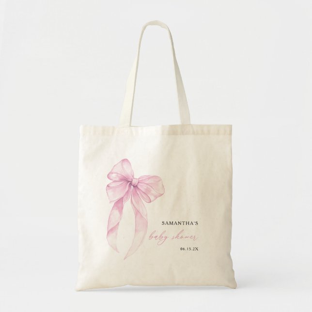 Tote Bag Modern Pink Coquette Bow Baby Shower (Devant)