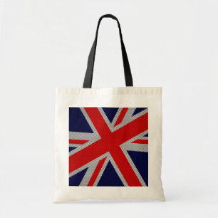 Tote Bag Modern Union Jack on Carbon Fiber Style Print