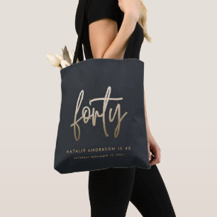 Tote Bag Moderne 40e anniversaire simple élégant scripT