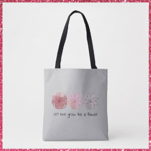 Tote Bag Moderne Abstrait Mauve et gris floral 