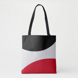 Tote Bag Moderne Abstrait Noir, Rouge et Blanc Argenté