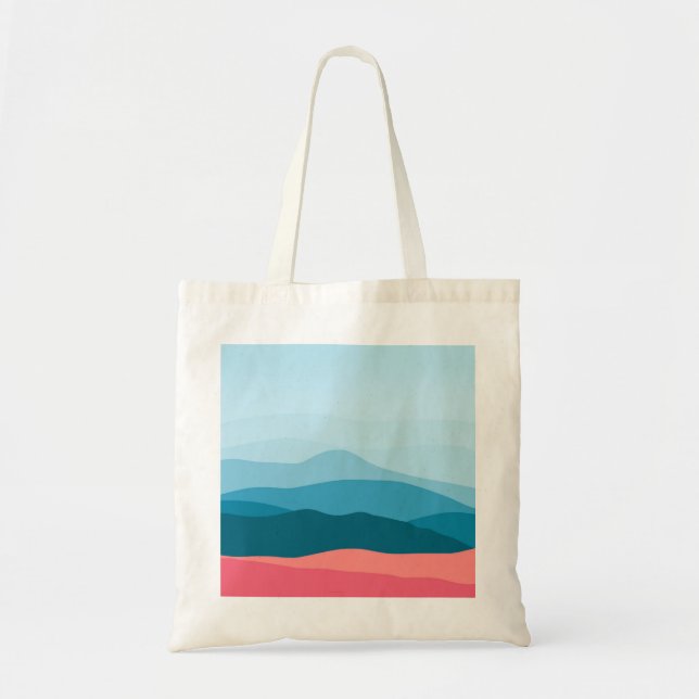 Tote Bag Moderne Abstrait Pastel Blue Pink Mountains (Devant)