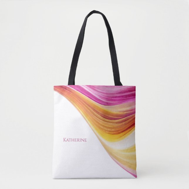Tote Bag Moderne Abstrait-rose orange jaune Personnalisé- (Devant)