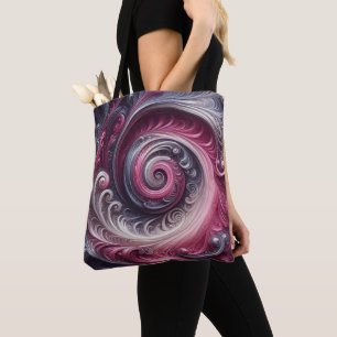 Tote Bag Moderne Abstrait Simple Tourbillonnant Rose et Vio