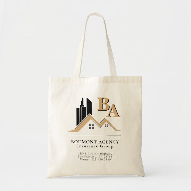 Tote Bag Moderne Ajoutez votre propre logo professionnel Bl (Devant)