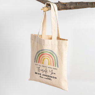 Tote Bag Moderne aquarelle arc-en-ciel professeur merci cad