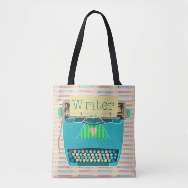 Tote Bag Moderne bleu de rétro Aqua mignon de machine à (Devant)