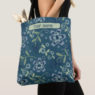 Tote Bag Moderne Blue Floral Pattern Inspirivity fourre-tou