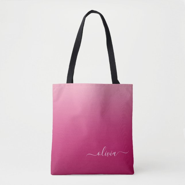 Tote Bag Moderne Chic Abstrait Magenta Burgundy Maroon Ombr (Devant)