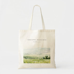 Tote Bag Moderne Chic Aquarelle Vignoble Paysage Mariage