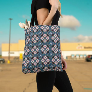 Tote Bag Moderne Chic géométrique Motif de monographie flor
