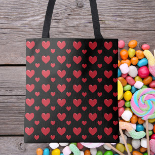 Tote Bag Moderne Chic Simple Cœurs Noirs et Rouges