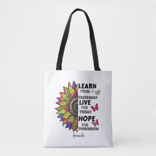 Tote Bag Moderne Citations pour Apprendre d'Hier Tournesol 