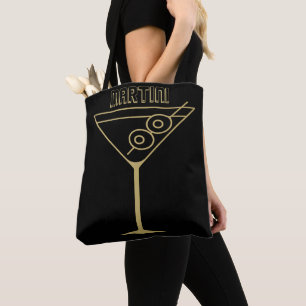 Tote Bag Moderne de milieu de siècle Or 2 Martini olive
