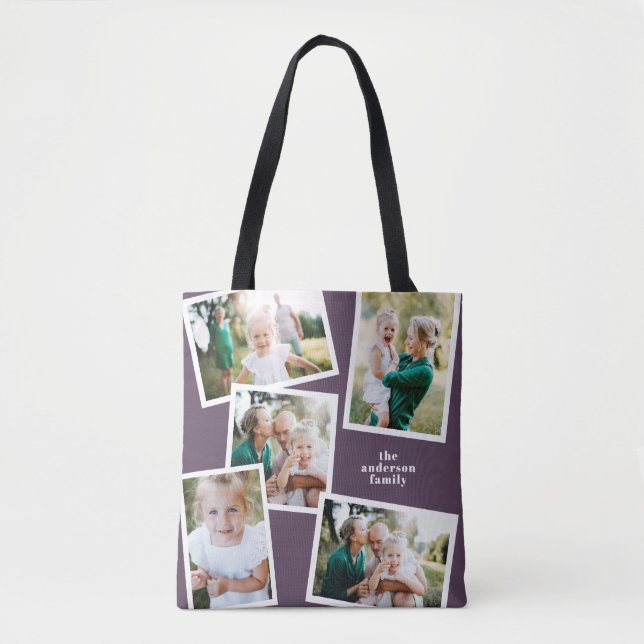 Tote Bag Moderne design multi photo famille violet (Devant)