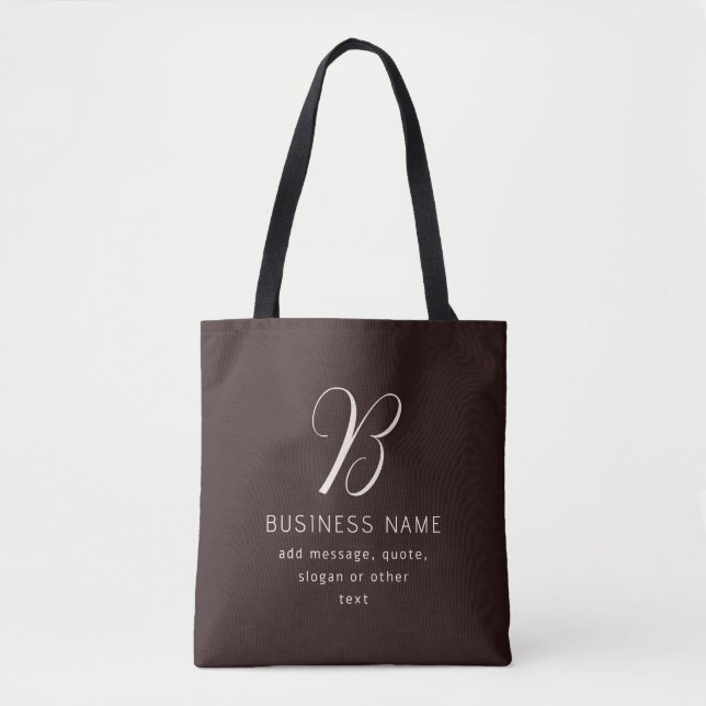 Tote Bag Moderne Élégant Nom commercial Monogramme | Brun f (Devant)