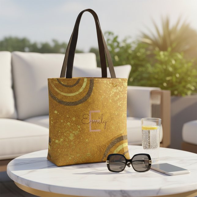 Tote Bag Moderne et Chic Brun Doré Pailleté de Luxe (Créateur téléchargé)