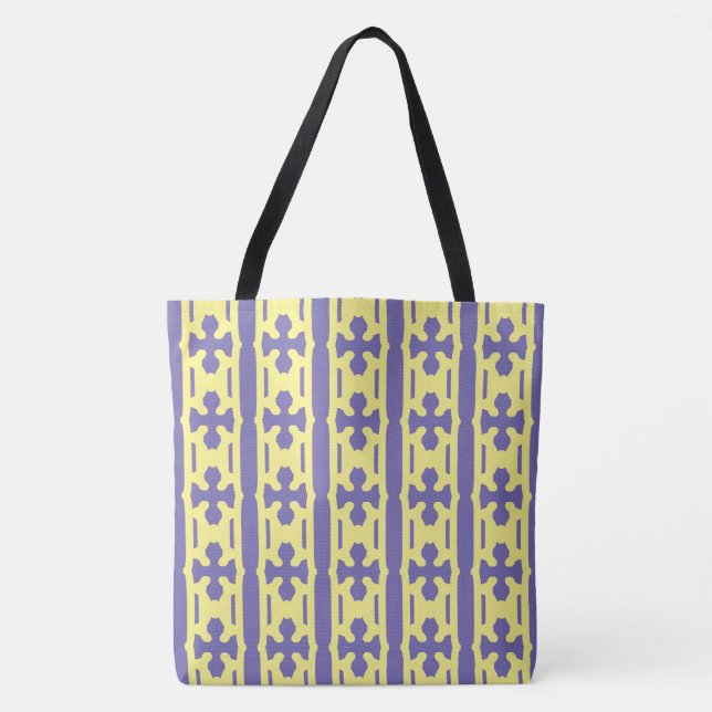 Tote Bag Moderne et élégant Motif Jaune et Bleu (Devant)