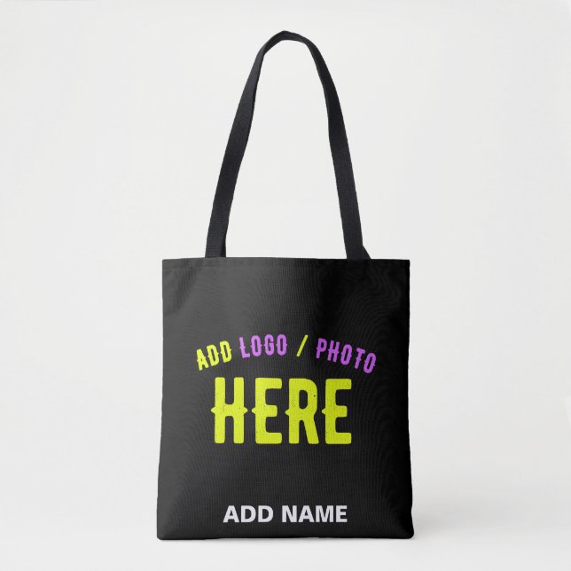 TOTE BAG MODERNE ET MODERNE PERSONNALISABLE NOIR VÉRIFIÉ (Devant)