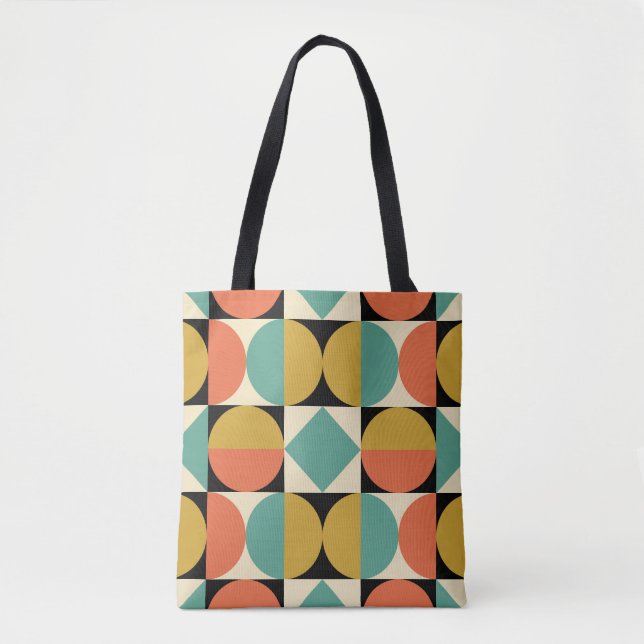 Tote Bag Moderne Géométrique Abstrait du Milieu du Siècle (Devant)