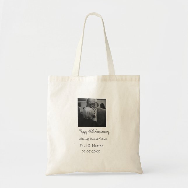 Tote Bag Moderne heureux 40e anniversaire ajouter nom date  (Devant)