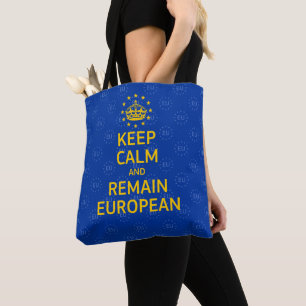 Tote Bag Moderne Jaune Bleu Garder calme Couronne Europe Ve