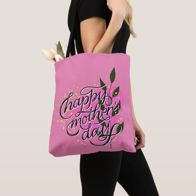 Tote Bag Moderne Joyeuse Fête des Mères (De près)
